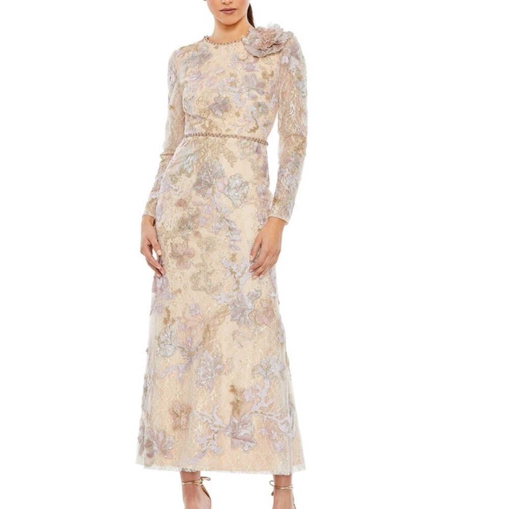 Mac Duggal NWT EMBELLISHED HIGH NECK LONG SLEEVE DRESS Size 10